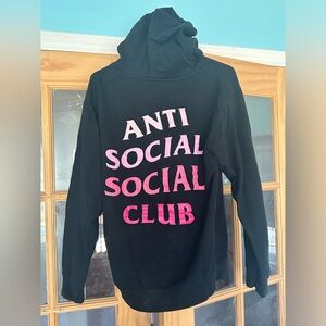Anti social social club pink hoodie